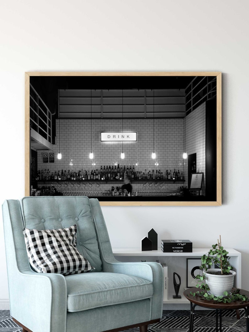 Bar Print Photo Art Bar Decor Black and White Black and White Art Bar Photography Photography Travel Photography Cocktail Bar