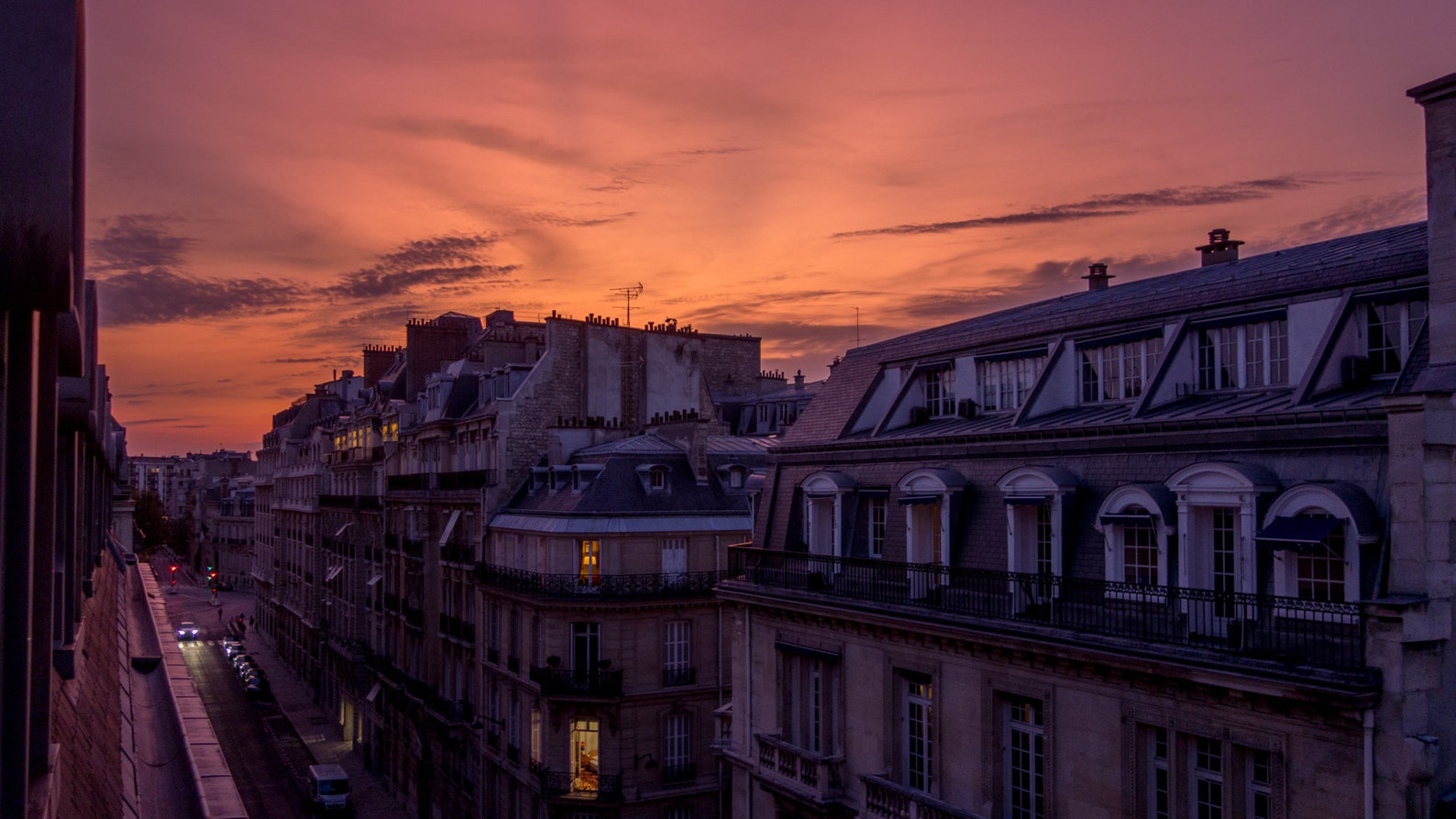 Paris Sunset Print, Samsung Frame TV Art, Paris Digital Download, Paris Rooftop, Digital