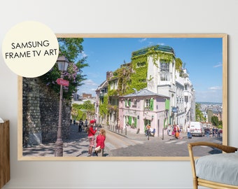 Samsung Frame TV Art, La Maison Rose Print, Digital Download Samsung Frame, Paris Print, Cafe in Montmartre, Paris Photography