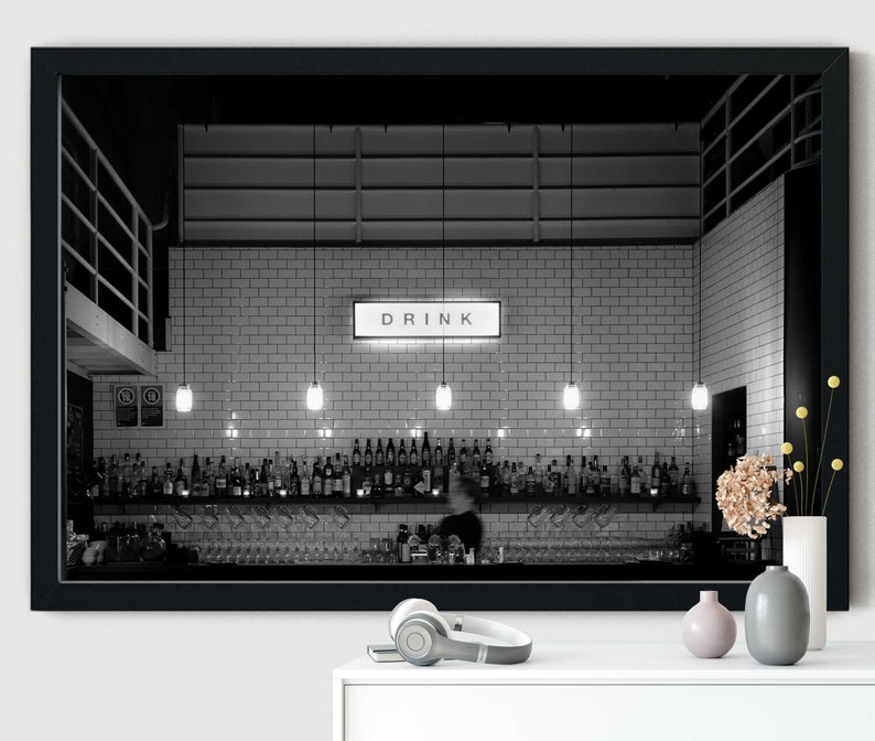Bar Print Photo Art Bar Decor Black and White Black and White Art Bar Photography Photography Travel Photography Cocktail Bar