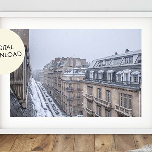 Snow in Paris Print, Paris Digital Download, Paris Wall Art, Paris Rooftop, Paris Photography, Paris Buildings, Paris Architecture