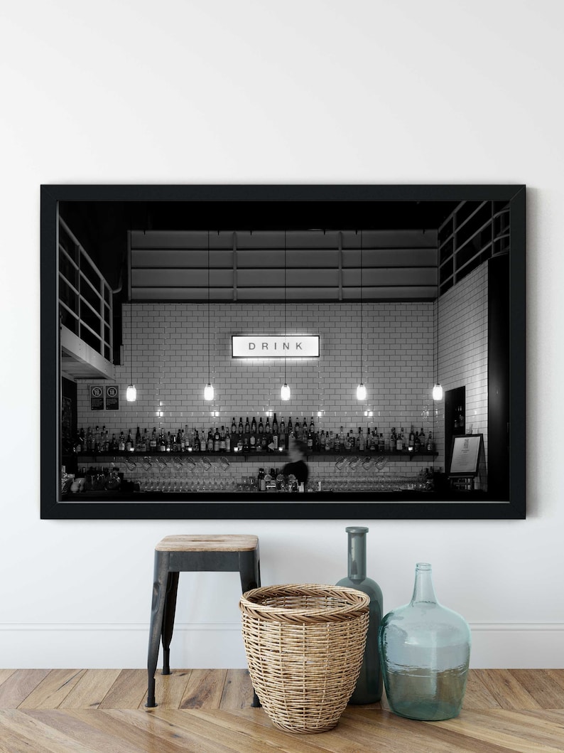 Bar Print Photo Art Bar Decor Black and White Black and White Art Bar Photography Photography Travel Photography Cocktail Bar