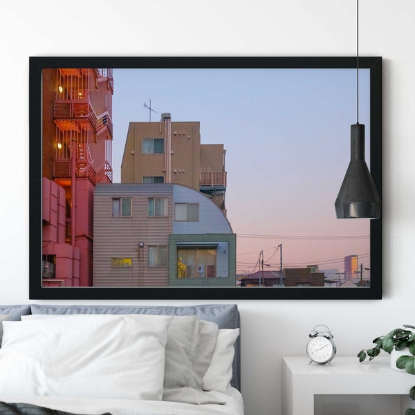 Tokyo Print, Tokyo Cityscape Dusk, Tokyo Foto Print, Japan Sunset, Shinagawa Architectuur, Japan Decor, Straatfotografie