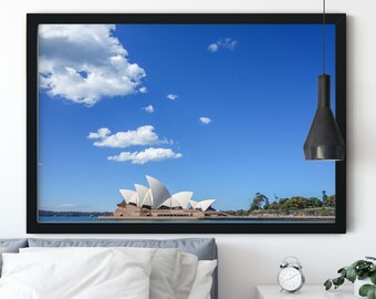 Kleurrijke architectuurkunst aan de muur, Sydney Opera House-fotografieprint, modern interieur, Fine Art-foto