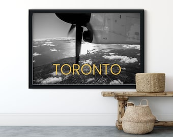 Toronto, Aerial Photography, Landscape Photography, Lettering, Cityscape print, Toronto art, travel gifts, black and white prints