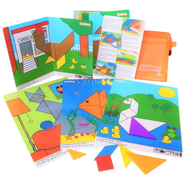 Tangranimals Busy Bags for preschool education, animals, tangram, educational toys, travel toy, shapes, learning, education, math, learning