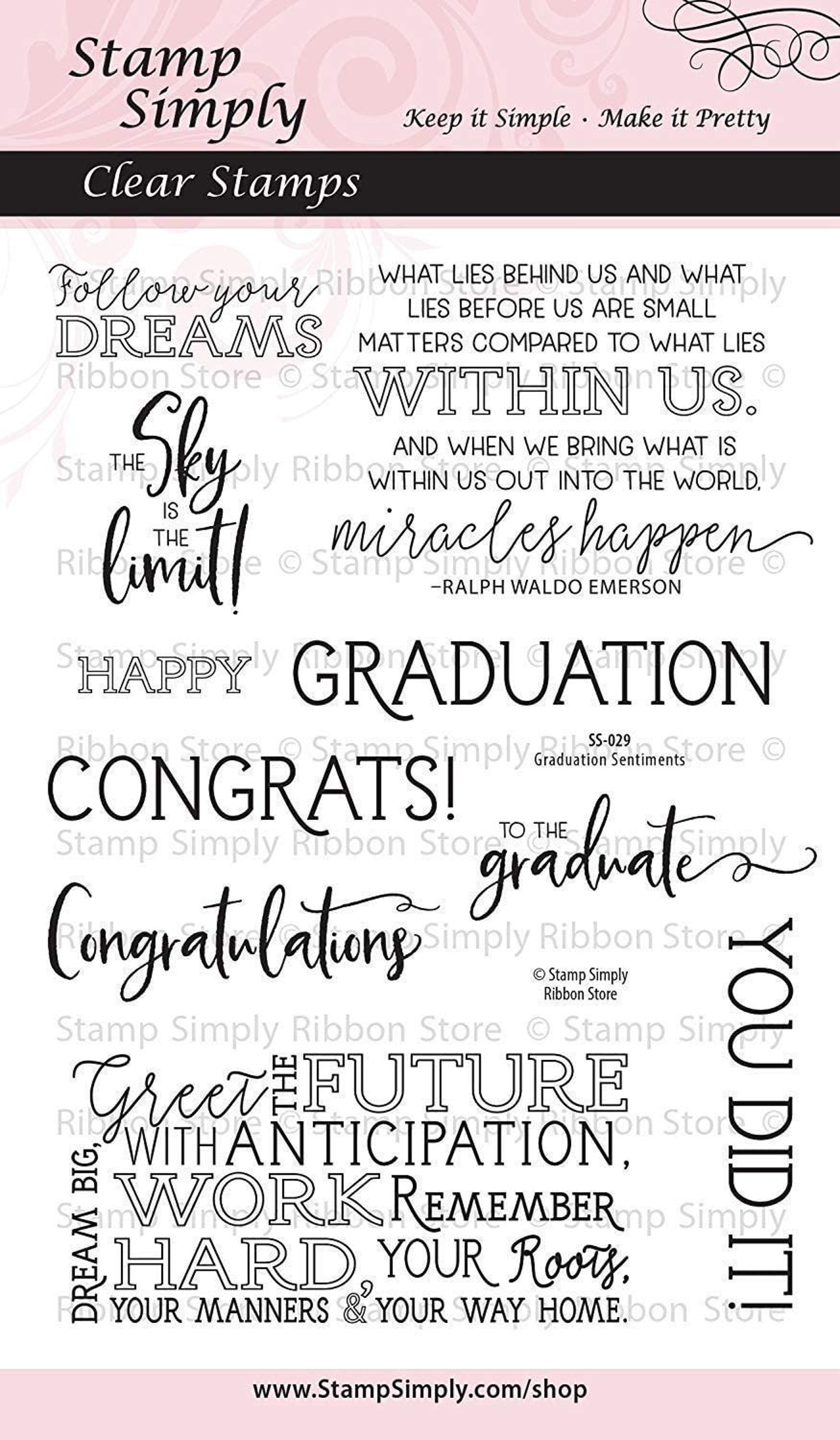 Stamp Simply Clear Stamps Graduation Sentiments Felicitaciones Etsy