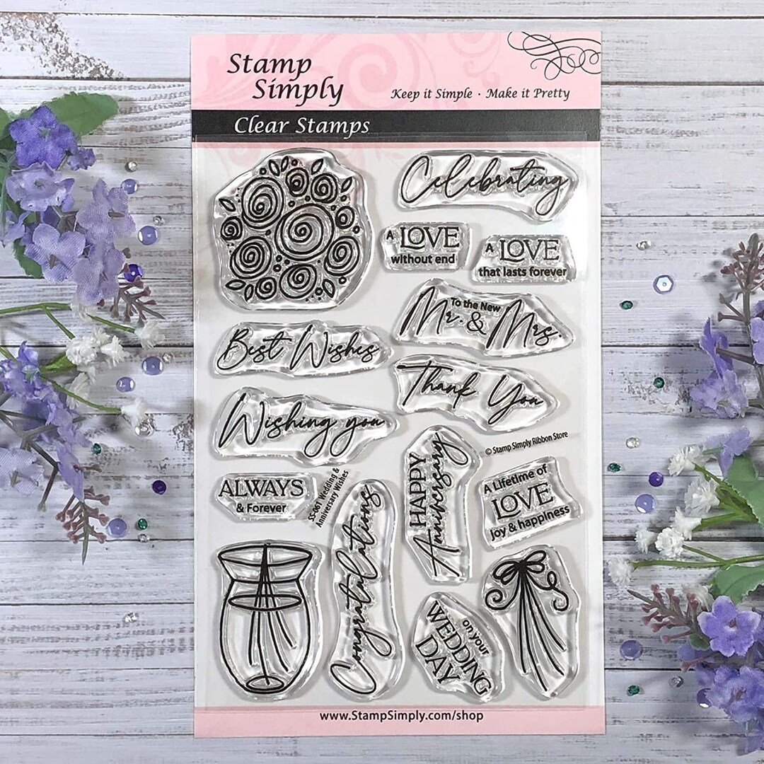 Stamp Simply Clear Stamps Wedding and Anniversary Wishes Flower Vase
