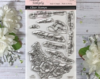 Stamp Simply Clear Stamps Summer Roses Floral Cluster 4x6 Inch Sheet - 10 Pieces
