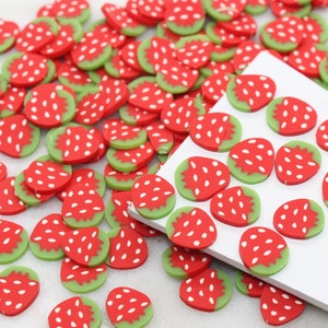 Large 10mm Red Strawberry Polymer Clay Sprinkles, Whole Strawberry Clay Slices, Embellishment Sprinkles, Shaker Mix, Decoden Funfetti #245
