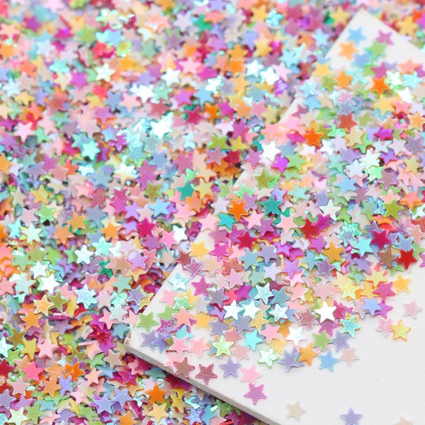 3mm Mix Star Glitter, Iridescent Star Glitter, Resin Embellishment, Shaker Mix, Loose Kawaii Decoden Glitter, Sparkle Star Glitter #115