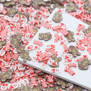 Assort Christmas Polymer Clay Sprinkles, Holiday Themed Clay Slices, Embellishment Fake Sprinkles, Shaker Mix, Decoden Funfetti #326