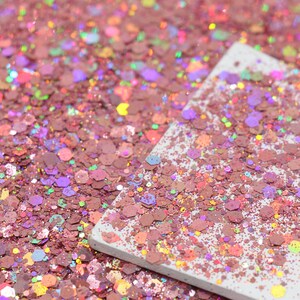 Rose Gold Hexagon Dust Glitter Mix, Holographic Glitter, Solvent Resistant Glitter, Resin Embellishment, Shaker Mix, Tumbler Glitter #199
