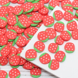 Large 10mm Red Strawberry Polymer Clay Sprinkles, Whole Strawberry Clay Slices, Embellishment Sprinkles, Shaker Mix, Decoden Funfetti #80
