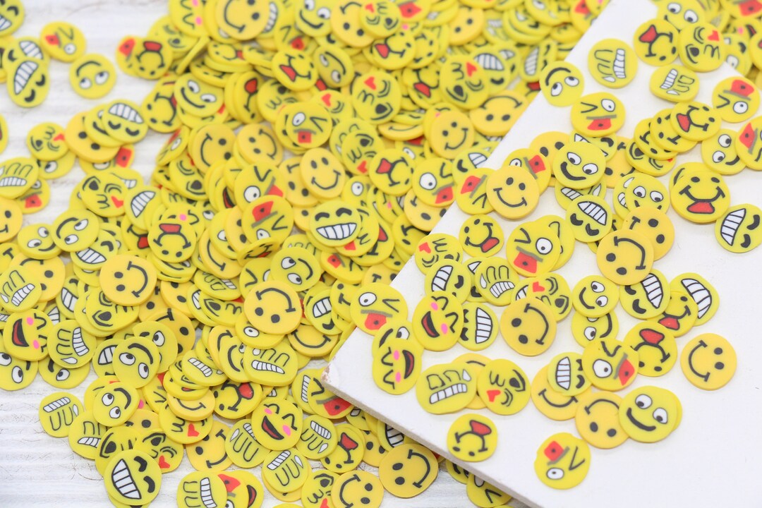Emoji Polymer Clay Sprinkles, Happy Face Slices, Facial Expression