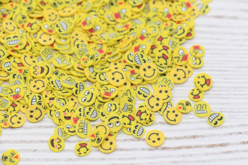 Emoji Polymer Clay Sprinkles Happy Face Slices Facial Etsy
