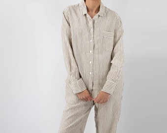 Naya Pinstripe Linen Pajamas