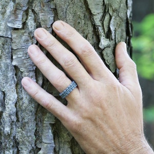 Men&#39;s Grey String Ring, Square Knot Ring