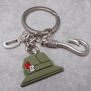 Fisch Angler Hut Schlüsselanhänger Hobby Männerschmuck personalisierbar