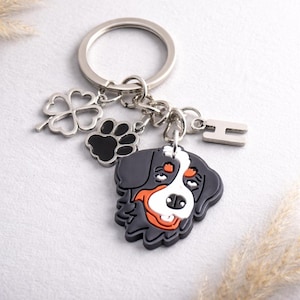 Berner Sennenhund  Schlüsselanhänger PVC Gummi Glücksbringer PERSONALISIERBAR