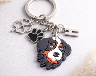 Bernese Mountain Dog Keychain PVC Rubber Lucky Charm PERSONALIZABLE