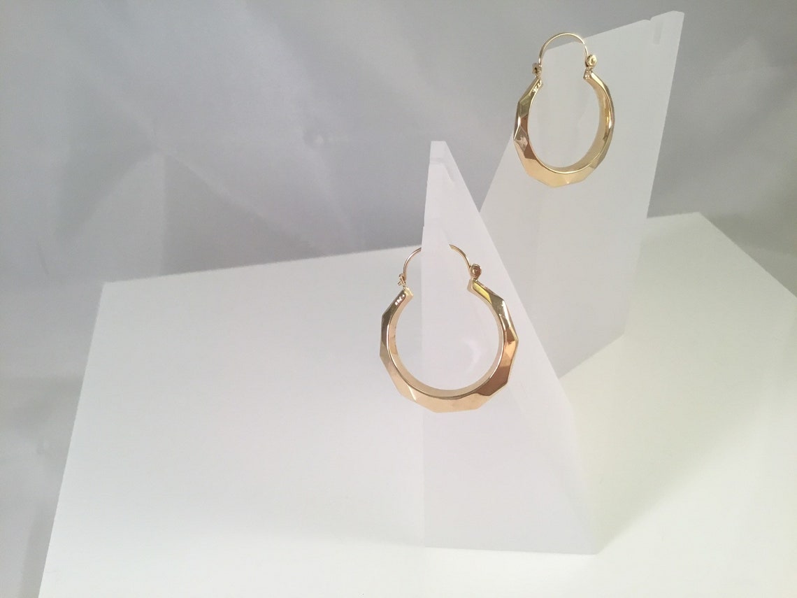 14K Yellow Gold New Orleans Quarter Size creole Hoop Etsy