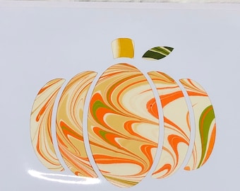 Hand Marbled Blank Note Cards Pumpkin Greeting Cards