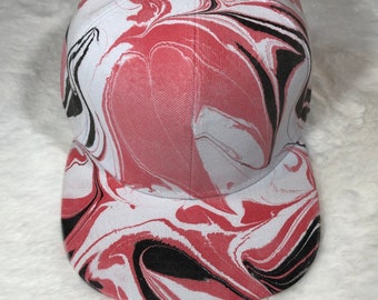 Red Black White Hand Painted Baseball Hat