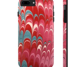 Marbled Phone Case, Teal Pink Red Phone Case, Case Mate Tough Phone Cases, Unique Phone Case