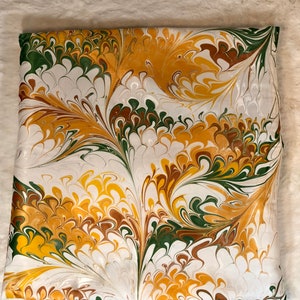 Gold Brown and Green Hand Painted Water Marbled Satin Throw Pillow Cover image 3