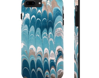 Marbled Phone Case, Teal, Dark Teal Gray Whit Phone Case, Case Mate Tough Phone Cases, Unique Phone Case