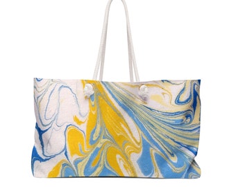 Water-Marbled Weekender: Vibrant Tote Bag or Purse for Stylish Travel or Everyday Use