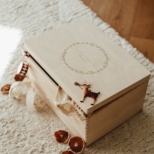 Boîte en bois personnalisée | Boîte de mariage | scintillent | Cadeau de naissance, coffret en bois – Période de Noël | Stockage | Souvenirs d'enfance