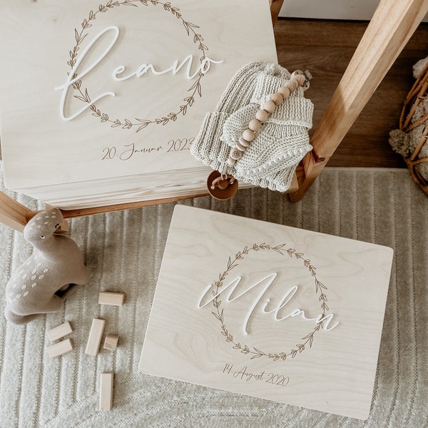 Holzkiste personalisiert, Erinnerungskiste Baby, Erinnerungsbox, Erinnerungskiste Hochzeit, Geschenk zur Geburt, personalisierte Geschenke