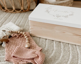 Holzkiste personalisiert, WUNSCHFARBE, Erinnerungskiste Baby, Erinnerungsbox, Geschenk zur Geburt, personalisierte Geschenke