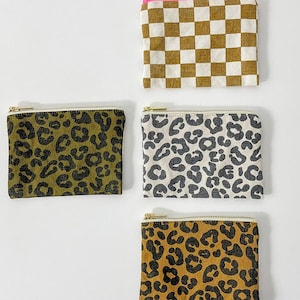 Portefeuille avec fermeture éclair, imprimé léopard, portefeuille, cadeau pour petite amie, à carreaux, sac de festival, sac à main, cadeau d'anniversaire