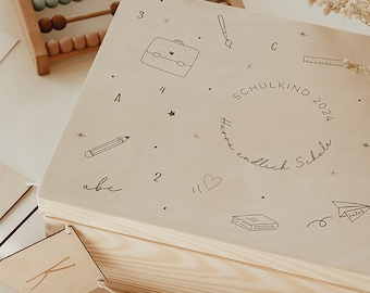 Boîte en bois personnalisée, rentrée scolaire, boîte à souvenirs personnalisée, boîte à souvenirs, début de l'année scolaire, cadeau pour filles, cadeau pour garçons - Hourra !