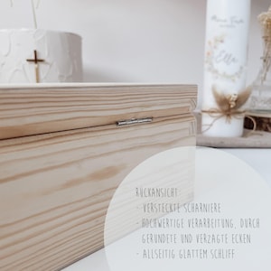 Caja de madera personalizada para velas de bautizo, caja de regalo con grabado, ideal como caja para velas, regalo para bautizo, confirmación, comunión o cápsula del tiempo. imagen 8
