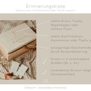 Kommunion Geschenk, Erinnerungskiste Taufe, Kommunion Erinnerungskiste personalisiert Holzkiste Kommunion Konfirmation, Ichthys Fisch zdjęcie 3