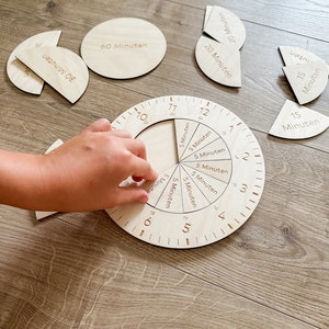 Holz Lernuhr, Zeitverständnis, Montessori-Spielzeug, sensorisches Kindergartenspielzeug, Geschenk für Kinder, pädagogisches Spielzeug