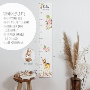 Vara de medir para niños Flores Animales Boho - barra de medir de madera, vara de medir para niños impresa, decoración de pared para la habitación de los niños