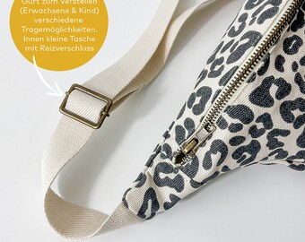 Borsa a tracolla, stampa leopardata, borsa lunare, borsa a