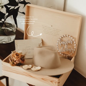 Artículo adicional TAPA INTERIOR CAJA DE MADERA TEXTO DESEADO, sin caja, solo grabado en la tapa interior