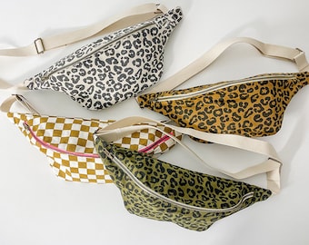 Borsa a tracolla, stampa leopardata, borsa lunare, borsa a tracolla