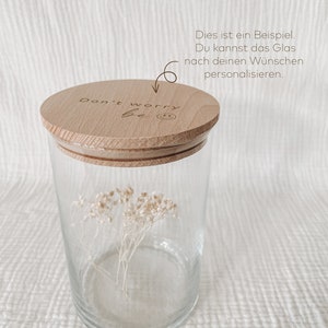 Vorratsglas, Wunschtext, Glas personalisiert, Hochzeitsgeschenk, Geschenk Freundin, Geldgeschenk, Geschenk Brautpaar, Abschiedsgeschenk Bild 2