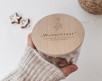 Vorratsglas, Wunschtext, Glas personalisiert, Weihnachtsgeschenk, Geschenk Freund, Geldgeschenk, Geschenk Weihnachten, Dankeschön, Keksdose