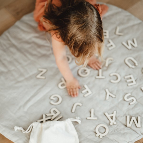 Lernspiel Montessori Großbuchstaben Holz