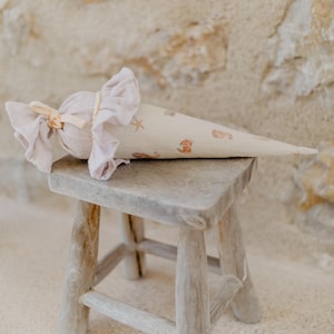 Mini cône d'école personnalisé sirène, ensemble 3 en 1 avec nom, cône d'école pour frères et sœurs, cadeau de maternelle fille, oreiller mémoire