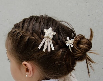 Kinderhaarspangen Weihnachten, Set aus Haarclips und Haargummis | Glitzer, Shooting Star Mix | Haarschmuck | Haarclips Baby