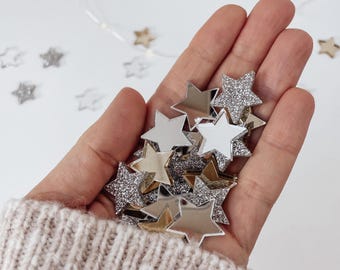 Konfetti Sterne sind die perfekte Streudeko aus Acryl, als moderne Tischdekoration, auch für Kuchendekoration, Tischkonfetti als Geschenk